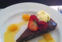 Chocolate brownie pecan tart