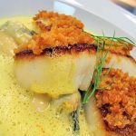 Macadamia crusted cod with lemon & orange myrtle sauce