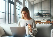 A woman logging into her Google account with a YubiKey