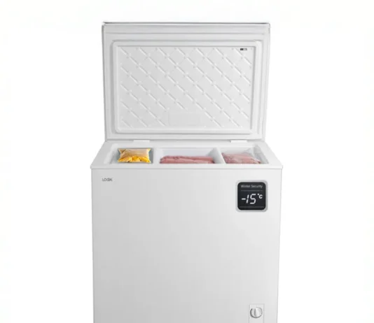 Logik L198CFW23 Chest Freezer Review White LOGIK Chest Freezer with frozen food.